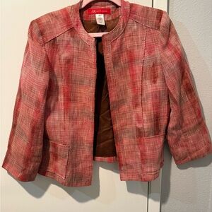 Anne Klein Women's Red and Brown Plaid Blazer